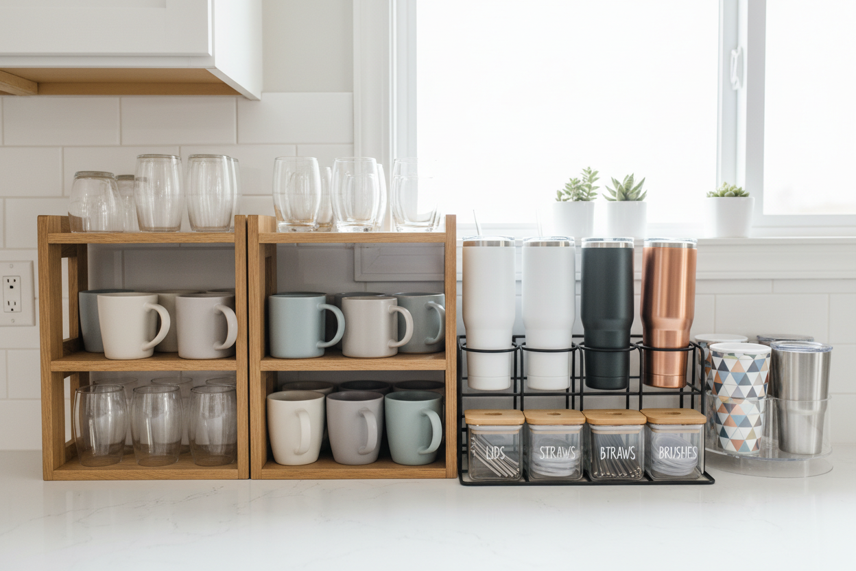 Build a Clutter-Free Beverage Station With Drinkware Storage & Organization, Drinkware Accessories, and Home & Kitchen Drinkware