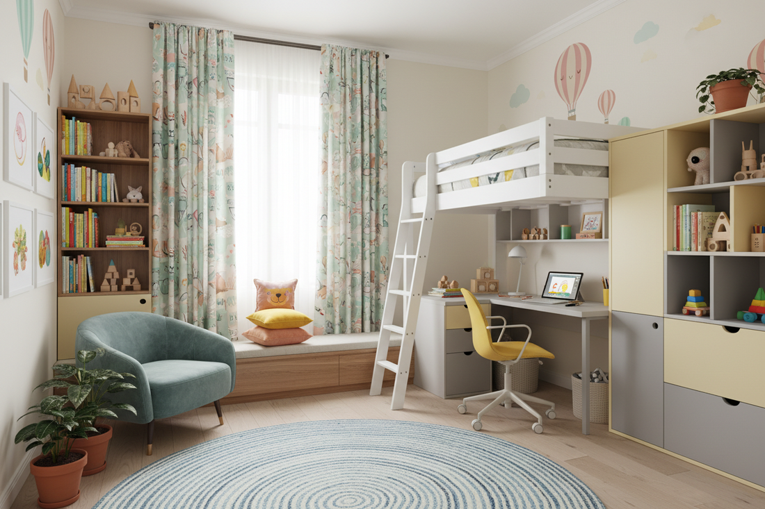 Creating a Dream Kids' Bedroom with Playful Window Décor and Smart Furniture Choices