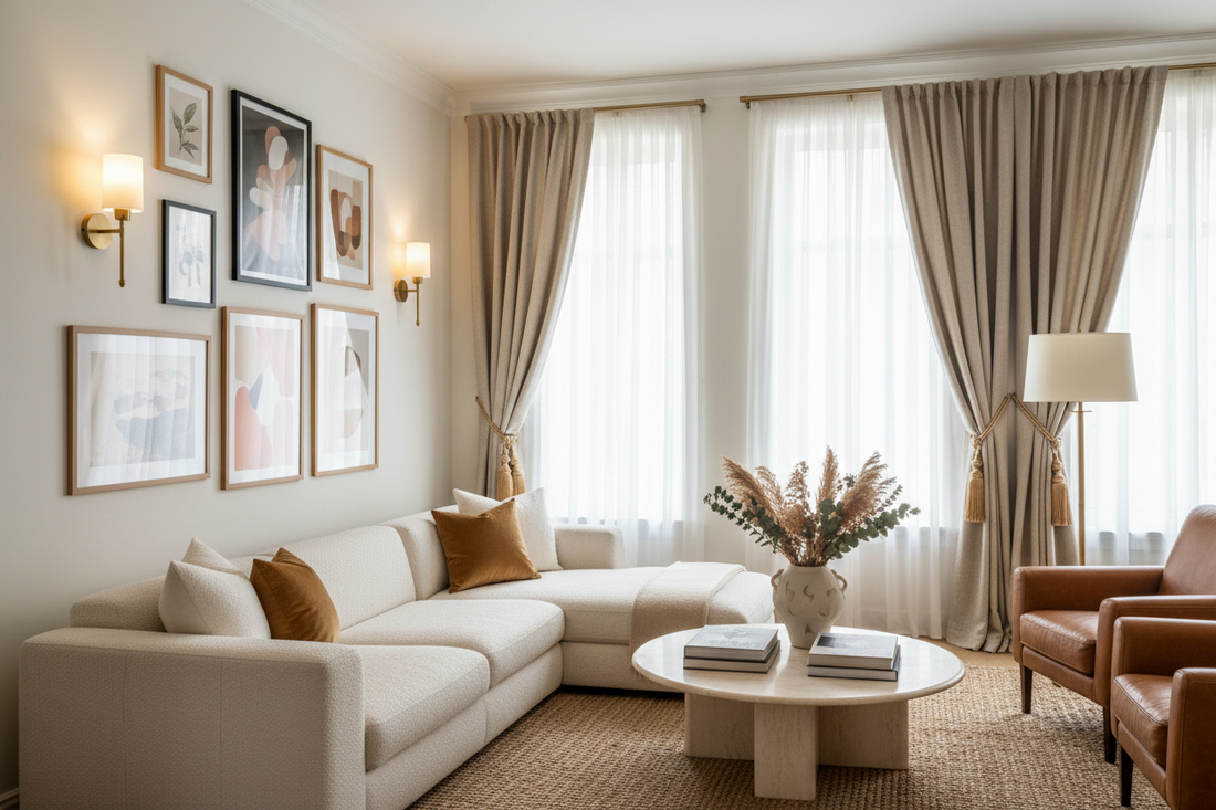 Layering Wall Lights, Posters & Prints, and Home Décor & Curtain Accents for a Designer-Inspired Home