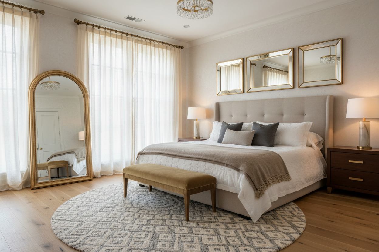 Luxury Bedroom Refresh Ideas Using Mirrors and Window Hardware
