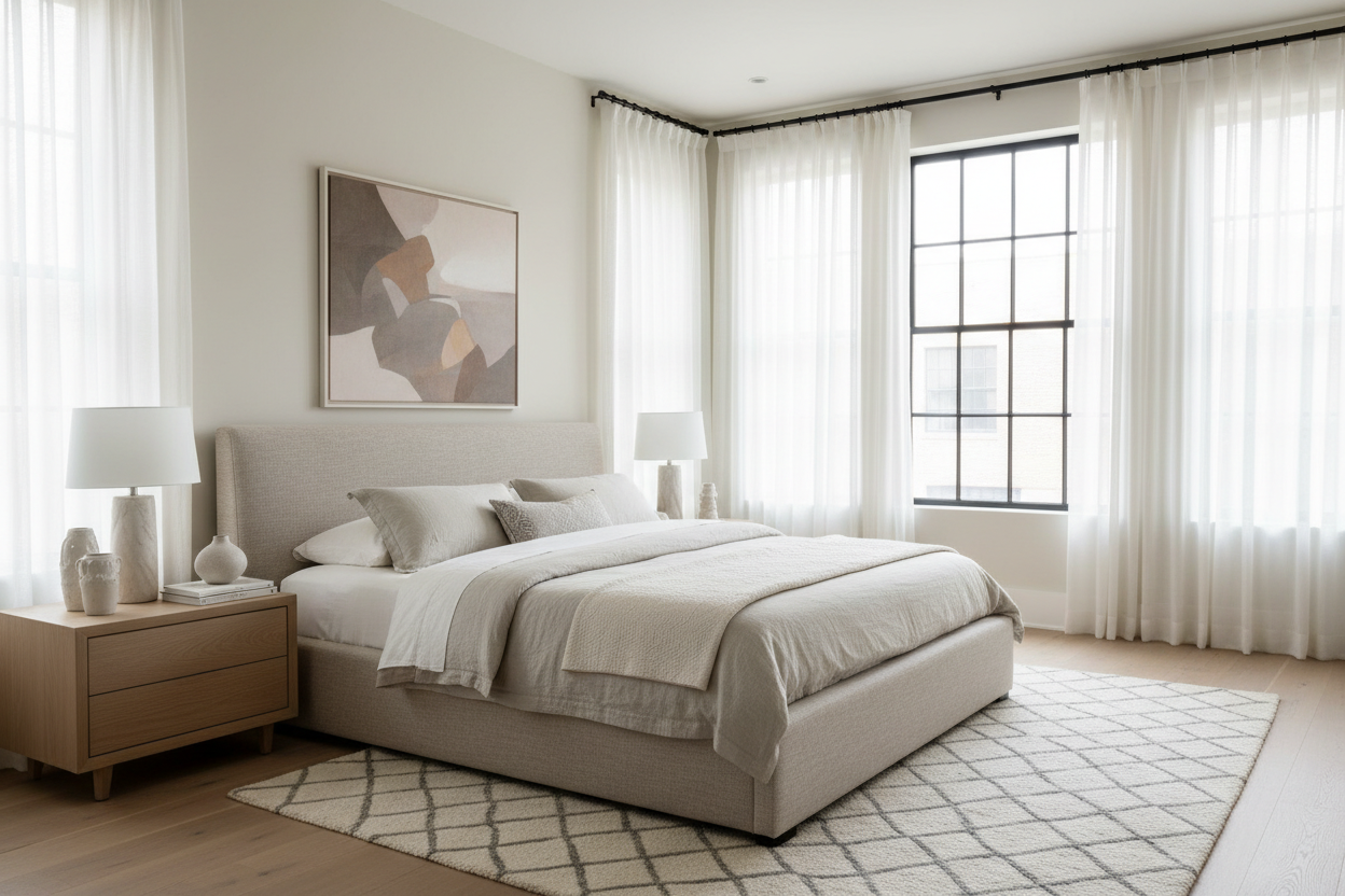 Modern Bedroom Design Essentials: Choosing Bedroom Furniture, Window Treatment Rods & Hardware, and the Perfect Studio Window Environment