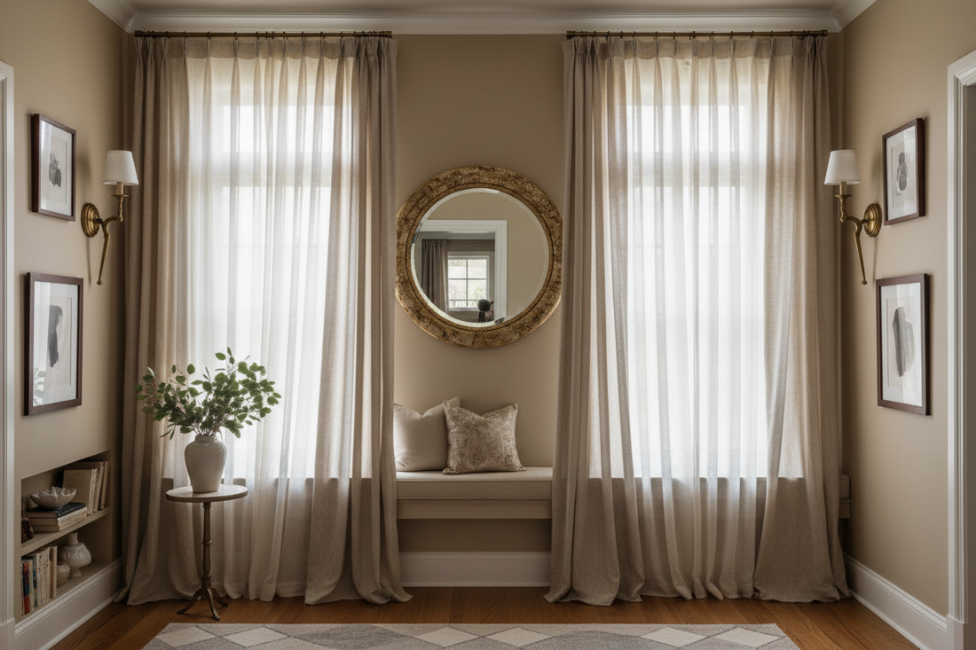 Stylish Window Retreats With Wall Lights, Curtains, and Mirrors