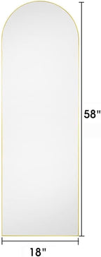Arched Mirror - Full Length, Standing or Wall Mounted, Aluminum Frame - Gold - Image 3