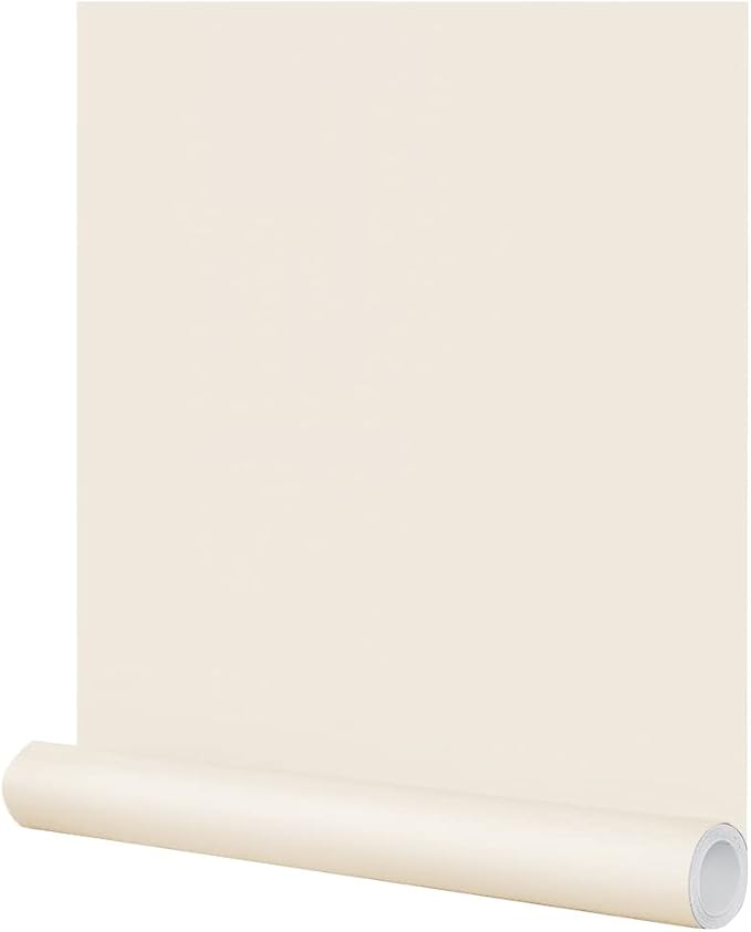 FUKU MON 24"x394" Beige Peel and Stick Wallpaper Matte Beige Cream Contact by MeetyourallDIYneeds