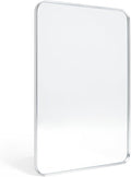 Brushed Nickel Bathroom Wall Mirror, Tempered Glass, Shatter Proof, Hangs by Minuover