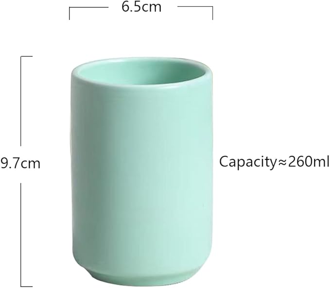 Japanese Simple Black and White Style handleless Ceramic Mug Hotel Teacup Toothbrush Cup Washing Mouth Cup. (Green)