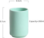 Japanese Simple Black and White Style handleless Ceramic Mug Hotel Teacup Toothbrush Cup Washing Mouth Cup. (Green)