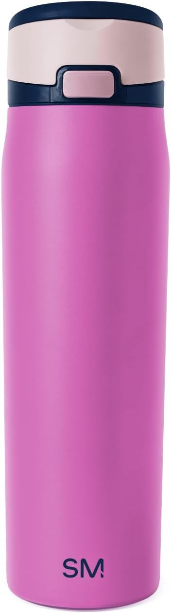 Simple Modern Mesa Loop Water Bottle with Covered Straw and Handle | 24oz Cup Holder Friendly Insulated Stainless Steel Bottles for Travel, Sports and School | Fuscia Mix