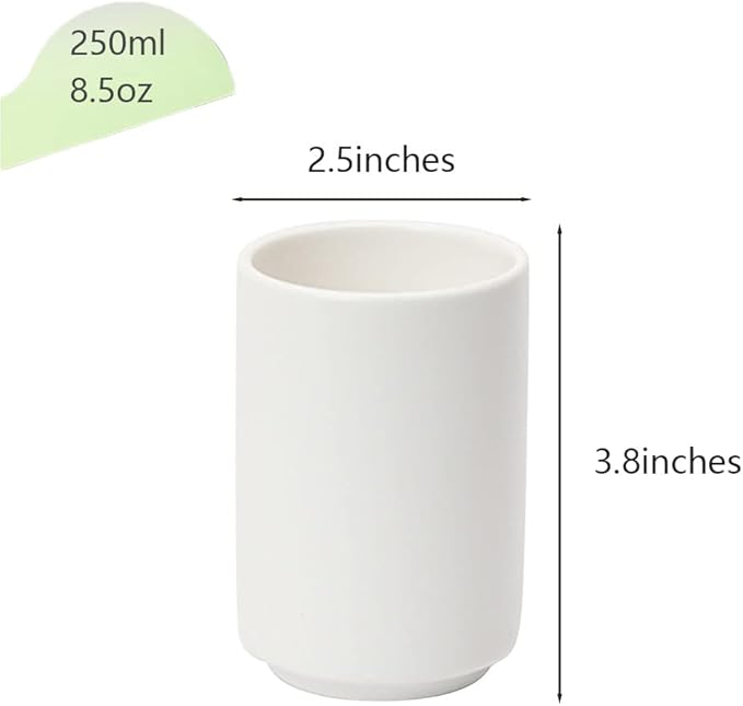 Japanese Style Ceramic Tea Cup, Handleless Ceramic Mug, Matte Glazed Couple Cup, Suitable for Drinking Water, Tea, Coffee (White)