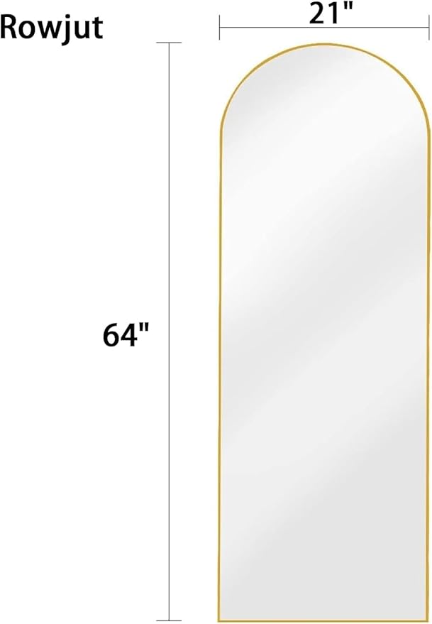 Rowjut 64"x21"Floor Mirror Arched Full Length Mirros, Mirror Floor Length - Image 4