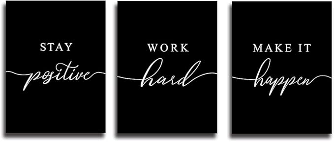 Stay Positive Letters Artwork, Framed Canvas Wall Art Positive Quote, Office - Image 9