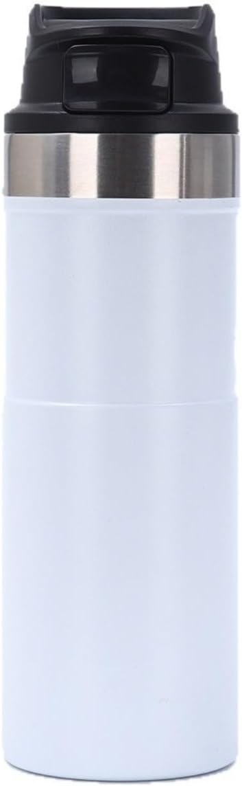 16OZ Trigger Action Travel Mug - 500ml BPA Free Insulated Stainless Steel Coffee Tumbler, Leak-Proof Wide Mouth Design for Commuters, Sports & Outdoor Enthusiasts (White)