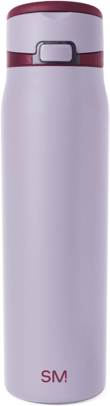 Simple Modern Mesa Loop Water Bottle with Covered Straw and Handle | 30oz Cup Holder Friendly Insulated Stainless Steel Bottles for Travel, Sports and School | Lilac Stone