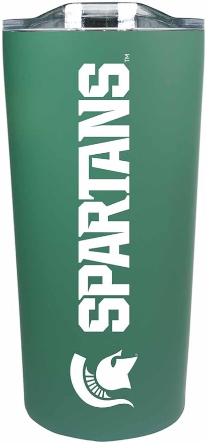 Campus Colors NCAA Stainless Steel Tumbler perfect for Gameday - 18 oz - Double Walled - Keeps Drinks Perfectly Insulated (Michigan State Spartans - Green)