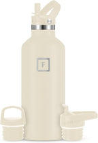 IRON °FLASK Camping & Hiking Hydration Flask with Straw, BPA-Free Insulated Stainless Steel Sports Water Bottle - 32 oz Cashmere Cream