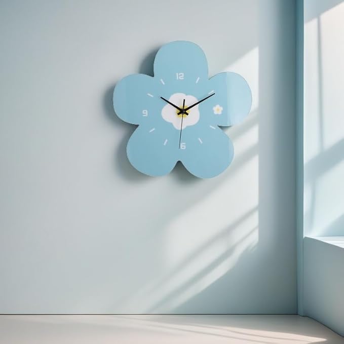 12 Inch Blue Flower Wall Clock Petal Design Wall Clock Silent Non Ticking Clock - Image 3
