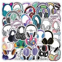 Headphone Stickers 50 Pcs Funny Waterproof Popular Stickers for Laptop Water Bottle Motorcycle Car Bike Skateboard Bumper Luggage Computer,Vinyl Aesthetic Trendy Cartoon Decals for Girls Teens Adults