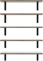 RICHER HOUSE Rustic Wood Bathroom Shelves Set of 5, Farmhouse Style Floating - Image 4
