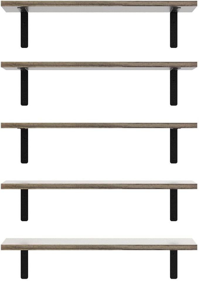 RICHER HOUSE Rustic Wood Bathroom Shelves Set of 5, Farmhouse Style Floating - Image 4