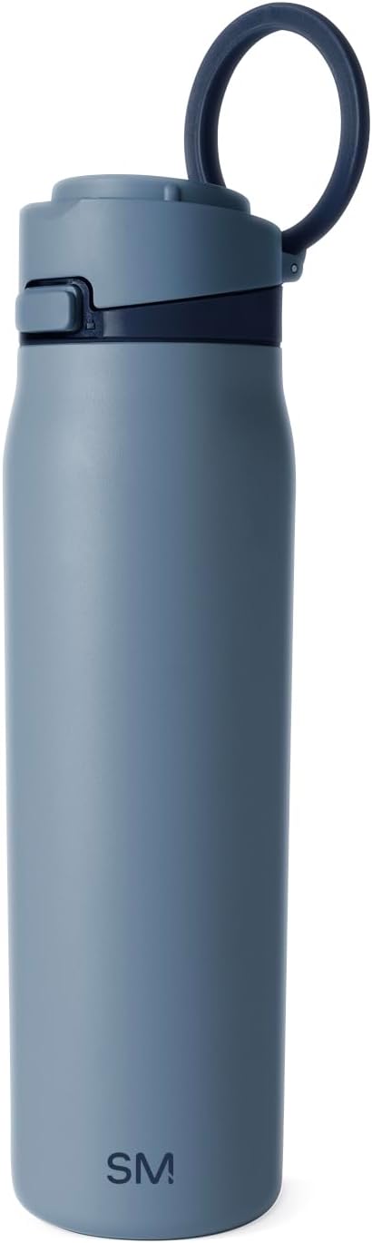 Simple Modern Mesa Loop Water Bottle with Covered Straw and Handle | 30oz Cup Holder Friendly Insulated Stainless Steel Bottles for Travel, Sports and School | Deep Dune