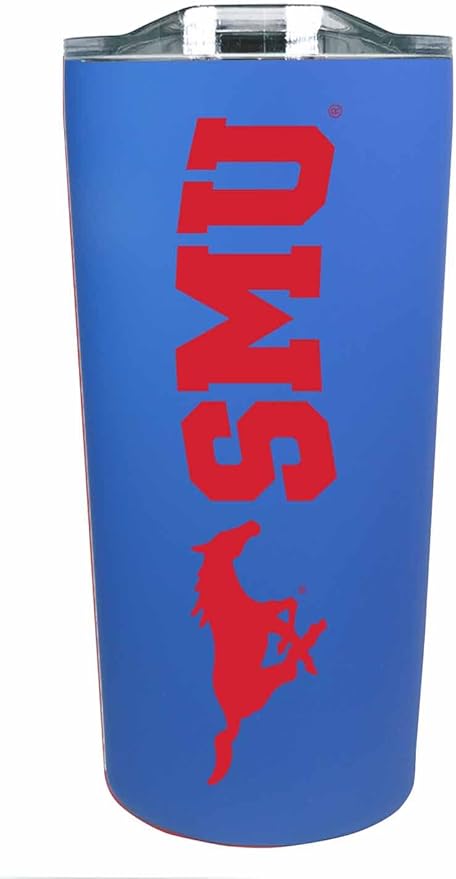 Campus Colors NCAA Stainless Steel Tumbler perfect for Gameday - 18 oz - Double Walled - Keeps Drinks Perfectly Insulated (SMU Mustangs - Royal)