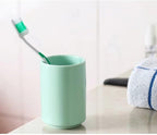 Japanese Simple Black and White Style handleless Ceramic Mug Hotel Teacup Toothbrush Cup Washing Mouth Cup. (Green)