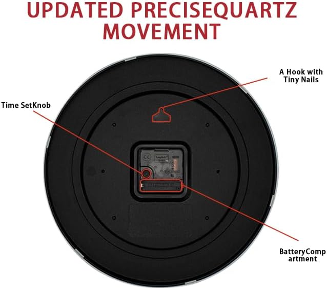 HZDHCLH Wall Clock Red, Silent Wall Clocks Battery Operated 10 Inch Modern Non - Image 4