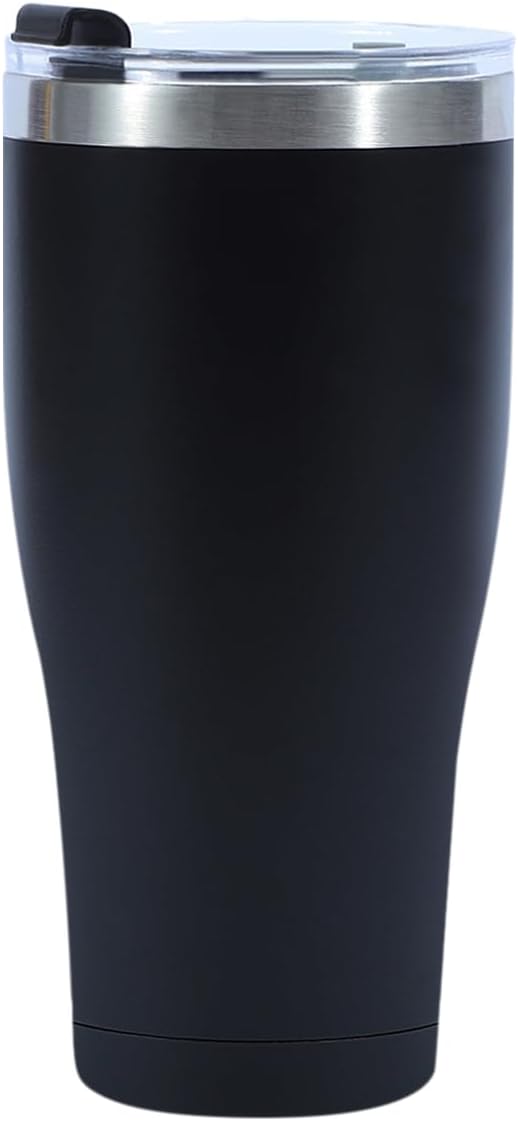 Travel Coffee Tumbler 30 oz, Stainless Steel Mug with Lid and Straw, Insulated Cup for Water, Tea, Hot and Cold Drinks (Black)