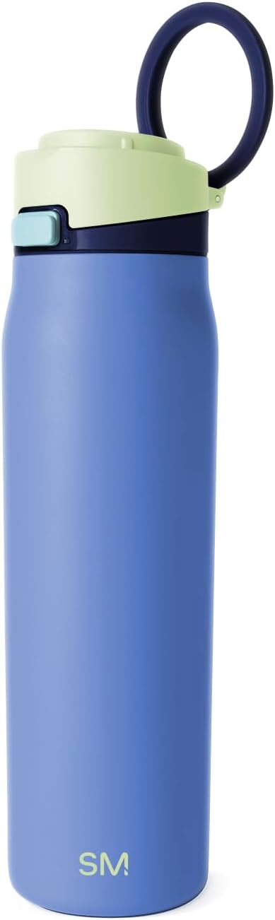 Simple Modern Mesa Loop Water Bottle with Covered Straw and Handle | 24oz Cup Holder Friendly Insulated Stainless Steel Bottles for Travel, Sports and School | Neptune