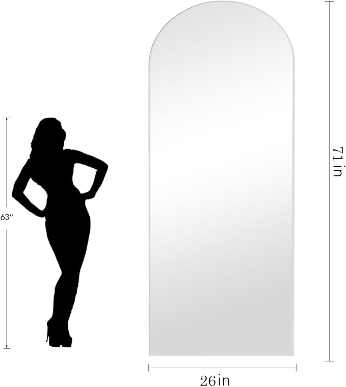 Dewfig Arched White Full Length Mirror, Large Floor Mirror, Full Body Mirrors - Image 8
