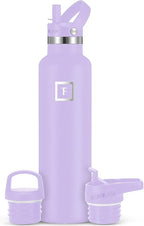 IRON °FLASK Camping & Hiking Hydration Flask with Straw, BPA-Free Insulated Stainless Steel Sports Water Bottle - 24 oz Lavender