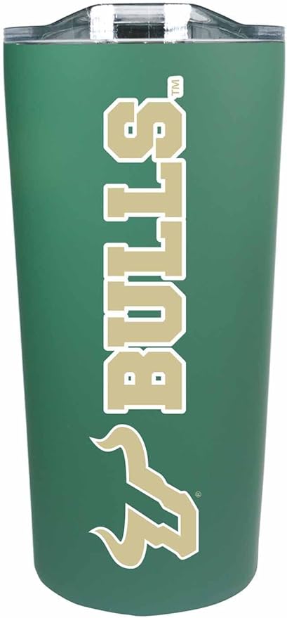 Campus Colors NCAA Stainless Steel Tumbler perfect for Gameday - 18 oz - Double Walled - Keeps Drinks Perfectly Insulated (USF Bulls - Green)