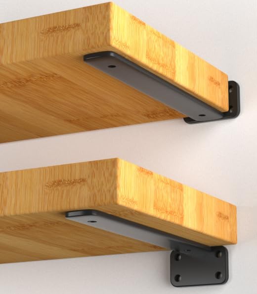 16 Pack - 6 inch Black Hidden L Shelf Bracket Iron Floating Shelf Brackets - Image 3