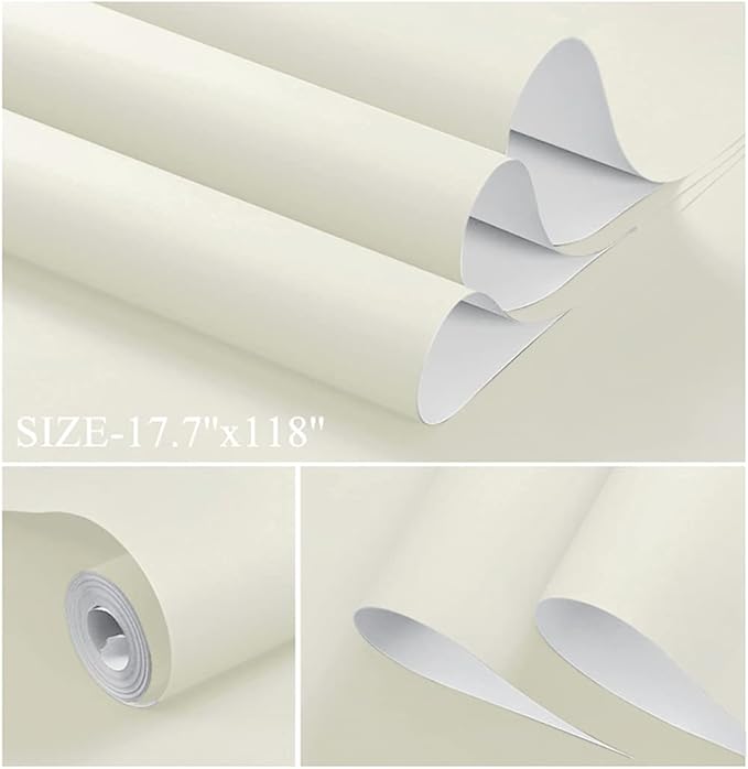 Dimoon 590''x17.7'' White Peel and Stick Wallpaper Contact Paper Modern Self - Image 2