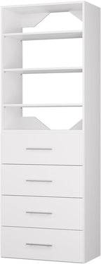 ROOMTEC Modular Closet System, 25.5" 4 Drawer Shelf Closet Tower Wall-Mounted - Image 8