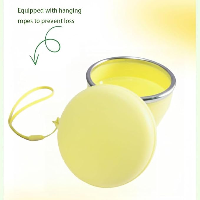 Collapsible Travel Cup, Purple, Food-Grade Silicone, 6 Ounces, Foldable Design with Lid, BPA-Free, Round, for Camping, Hiking, Outdoor Activities (Yellow)