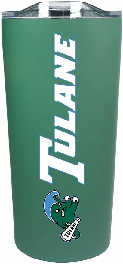 Campus Colors NCAA Stainless Steel Tumbler perfect for Gameday - 18 oz - Double Walled - Keeps Drinks Perfectly Insulated (Tulane Green Wave - Green)