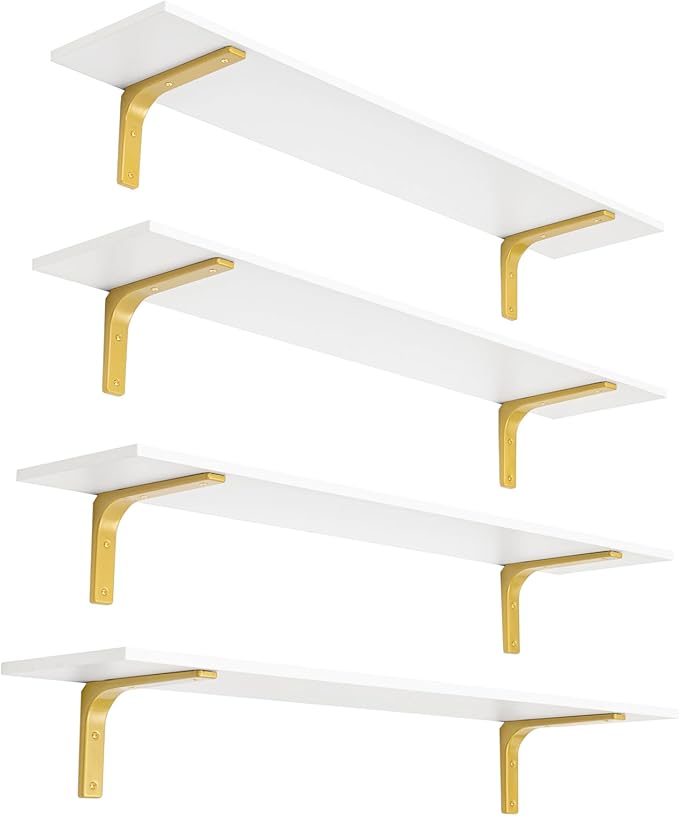 DINZI LVJ Long Wall Shelves, 47.3" Wall Mounted Shelves Set of 4, Large by DINZILVJ
