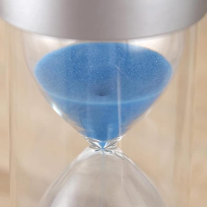 Sand Timer, Dual Protection Child Safety Hourglass, Time Management Assistant, Creative Gift, Living Room Office Decoration (Silver Cover with Blue Sand, 60 Minutes)