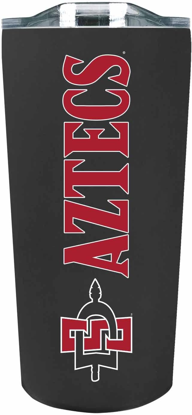 Campus Colors NCAA Stainless Steel Tumbler perfect for Gameday - 18 oz - Double Walled - Keeps Drinks Perfectly Insulated (San Diego State Aztecs - Black)