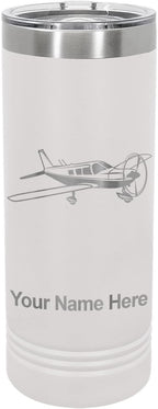 LaserGram 22oz Vacuum Insulated Skinny Tumbler, Low Wing Airplane, Personalized Engraving Included (White)
