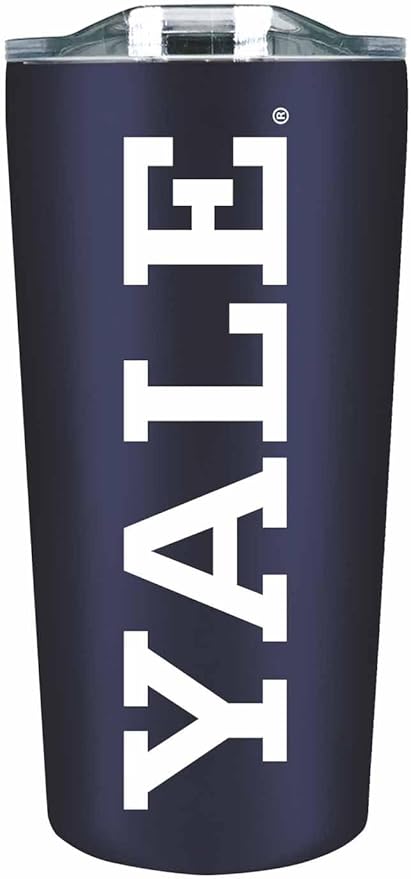 Campus Colors NCAA Stainless Steel Tumbler perfect for Gameday - 18 oz - Double Walled - Keeps Drinks Perfectly Insulated (Yale Bulldogs - Navy)