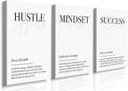 GUBIYU Black and White Hustle Motivational Wall Art Frame Canvas Success Wall by GUBIYU