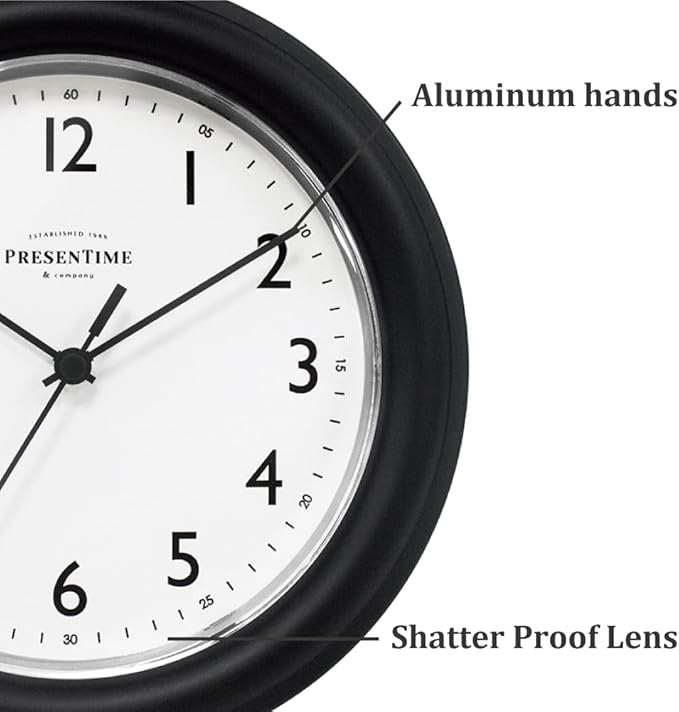PresenTime & Co. 8.5" Modern Farmhouse Essential Wall Clock, Silent non Ticking - Image 3