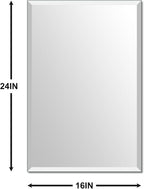 Beveled Bathroom Mirror for Wall, Rectangle Frameless Wall Mirror 24" x 16" - Image 3