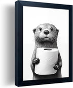 Framed Animal Bathroom Wall Art, Funny Bathroom Wall Decor, Toilet Paper in by Melpa+Art