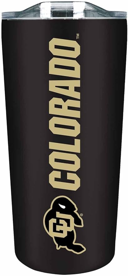 Campus Colors NCAA Stainless Steel Tumbler perfect for Gameday - 18 oz - Double Walled - Keeps Drinks Perfectly Insulated (Colorado Buffaloes - Black)