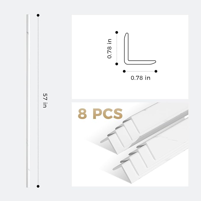 OUZUGIE 8-Pack 57 Inches, WPC Slat Wall Panel Trim, Corner Guard - Image 3