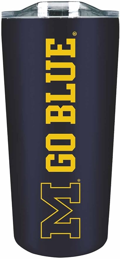 Campus Colors NCAA Stainless Steel Tumbler perfect for Gameday - 18 oz - Double Walled - Keeps Drinks Perfectly Insulated (Michigan Wolverines - Navy)