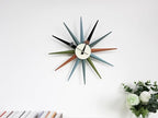 Mid Century Modern Wall Clock Large Silent Non Ticking 18 inch Solid Wood Retro - Image 9
